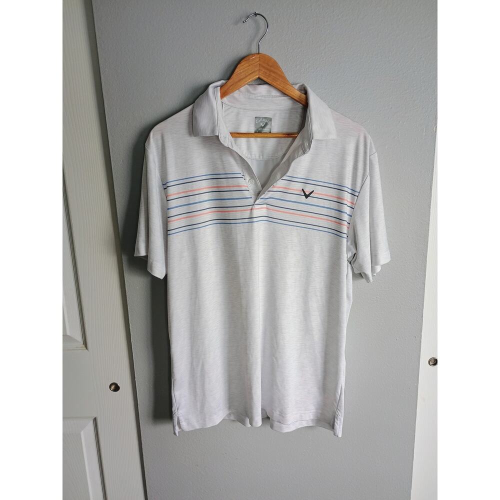 Callaway golf shirt Polo optidri medium white striped comfortable athletic sport